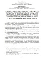 Revizuirea procesului și casarea hotărârilor instanțelor de control judiciar al urmăririi penale după pronunțarea hotărârii de către Curtea Europeană a Drepturilor Omului